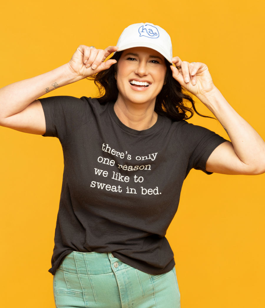 Lisa Williams, CEO, posing with a Hello Again hat on